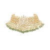 Green Stone And Bead Embellished Necklace Set With Maangtikka