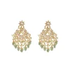 Green Stone And Bead Embellished Necklace Set With Maangtikka