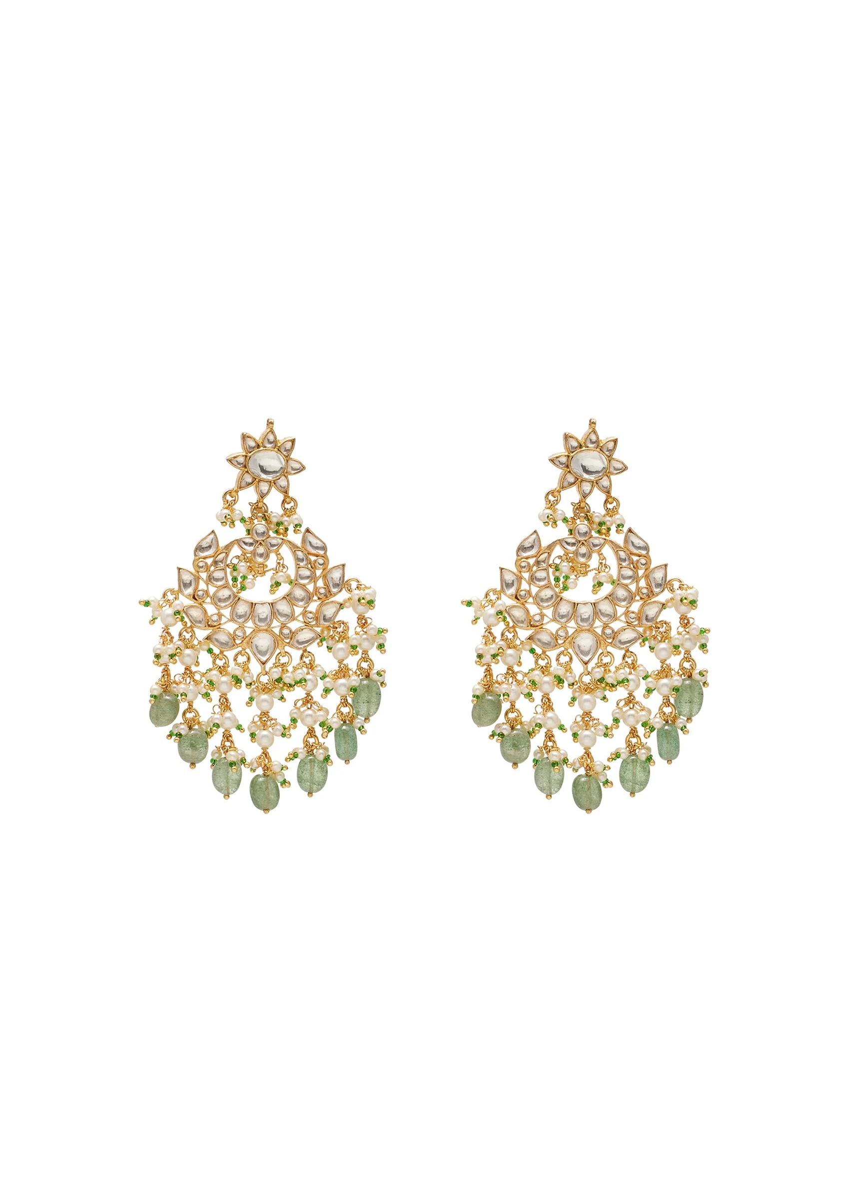Green Stone And Bead Embellished Necklace Set With Maangtikka