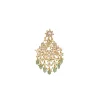 Green Stone And Bead Embellished Necklace Set With Maangtikka