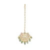 Green Stone And Bead Embellished Necklace Set With Maangtikka