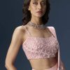 Pink Ready Pleated Saree With Embroidered Blouse