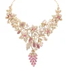 Red And Gold Floral Stone Necklace Set With Maangtikka