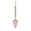 Red And Gold Floral Stone Necklace Set With Maangtikka
