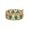 Green And Gold Stone Embellished Teardrop Bangle Set