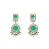 Green And Gold Teardrop Pendant Necklace Set With Maangtika