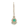 Green And Gold Teardrop Pendant Necklace Set With Maangtika