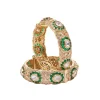 Green And Gold Stone Encrusted Bangle Set