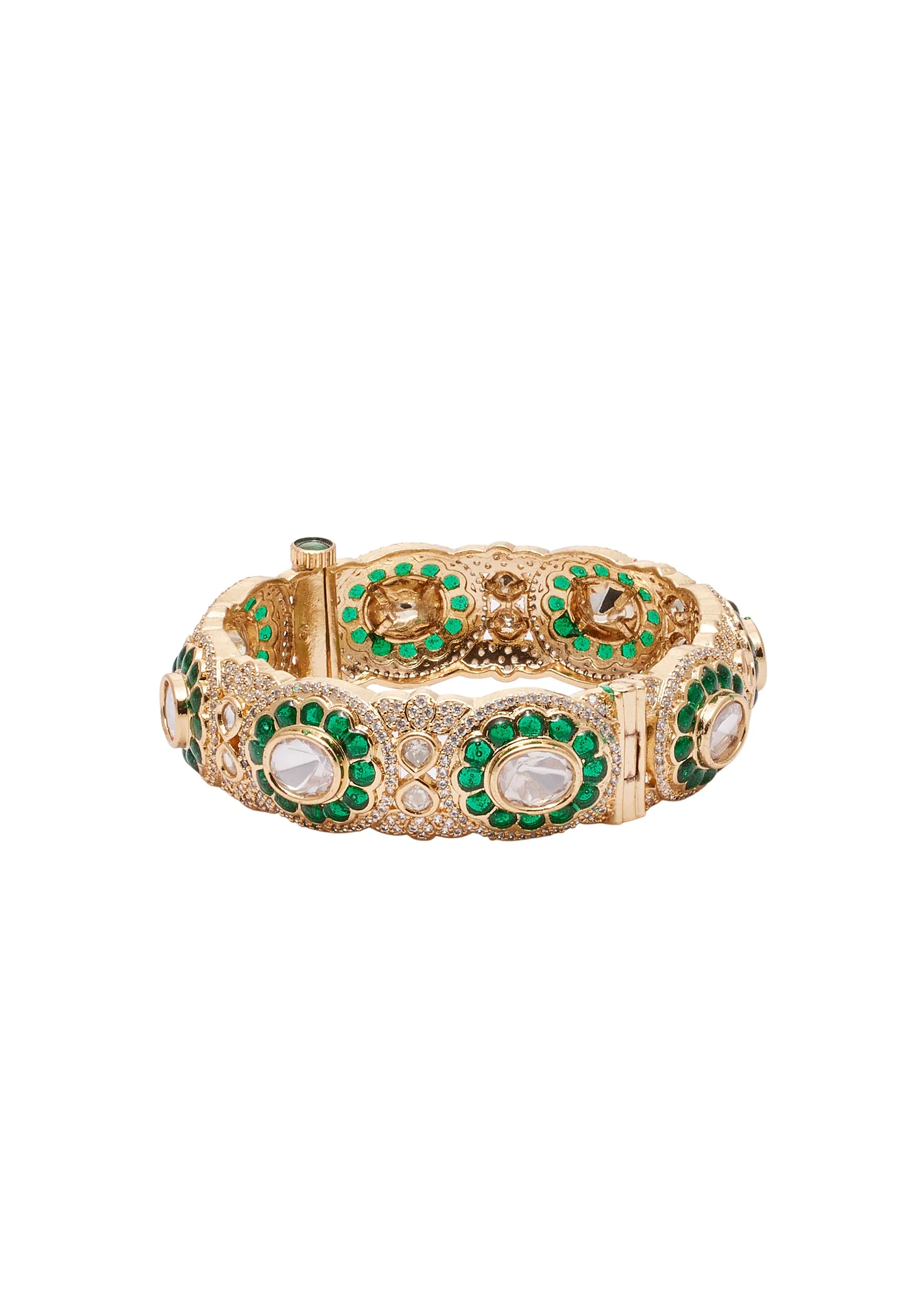 Green And Gold Stone Encrusted Bangle Set