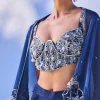 Blue Crepe Draped Skirt With Embroidered Blouse And Cape