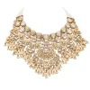 Off White Stone And Beaded Necklace Set With Maangtikka