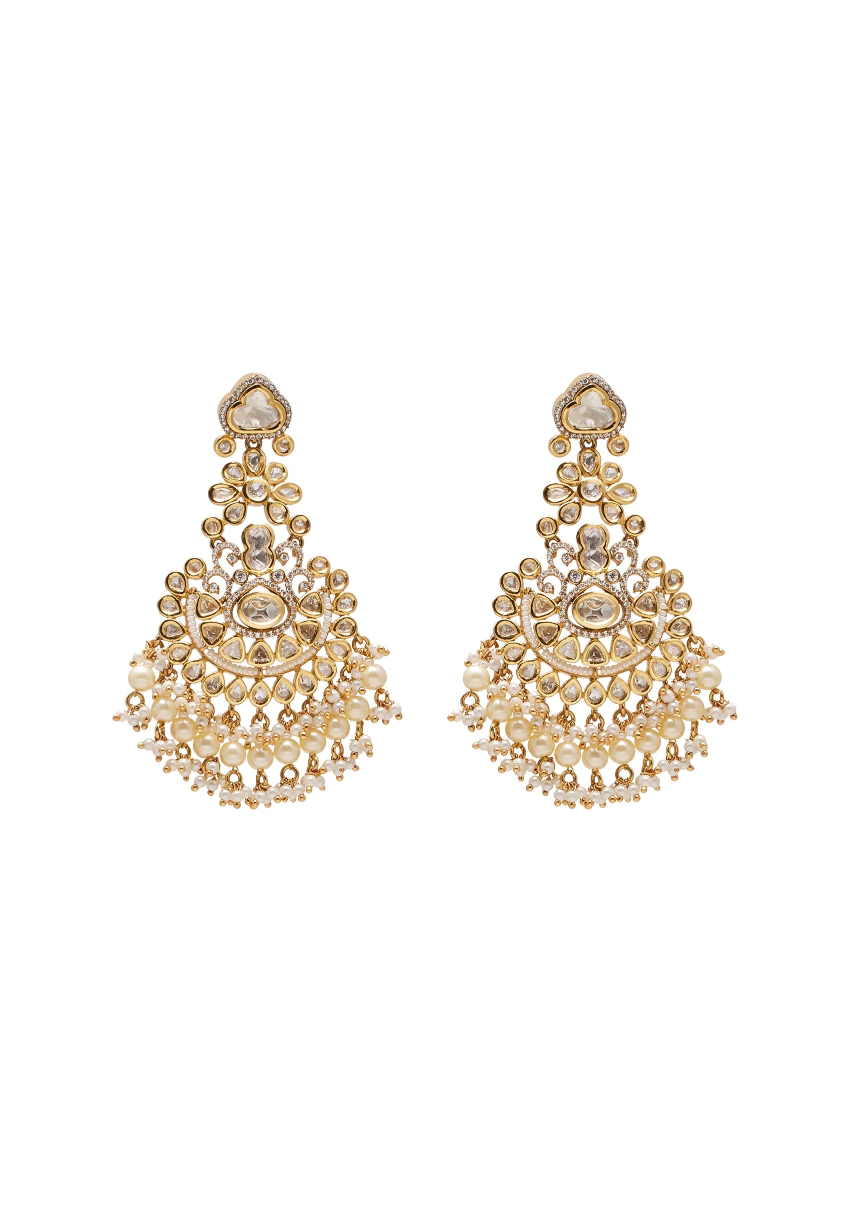 Off White Stone And Beaded Necklace Set With Maangtikka