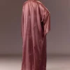 Maroon Organza Cowl Blouse With Jacket And Draped Skirt