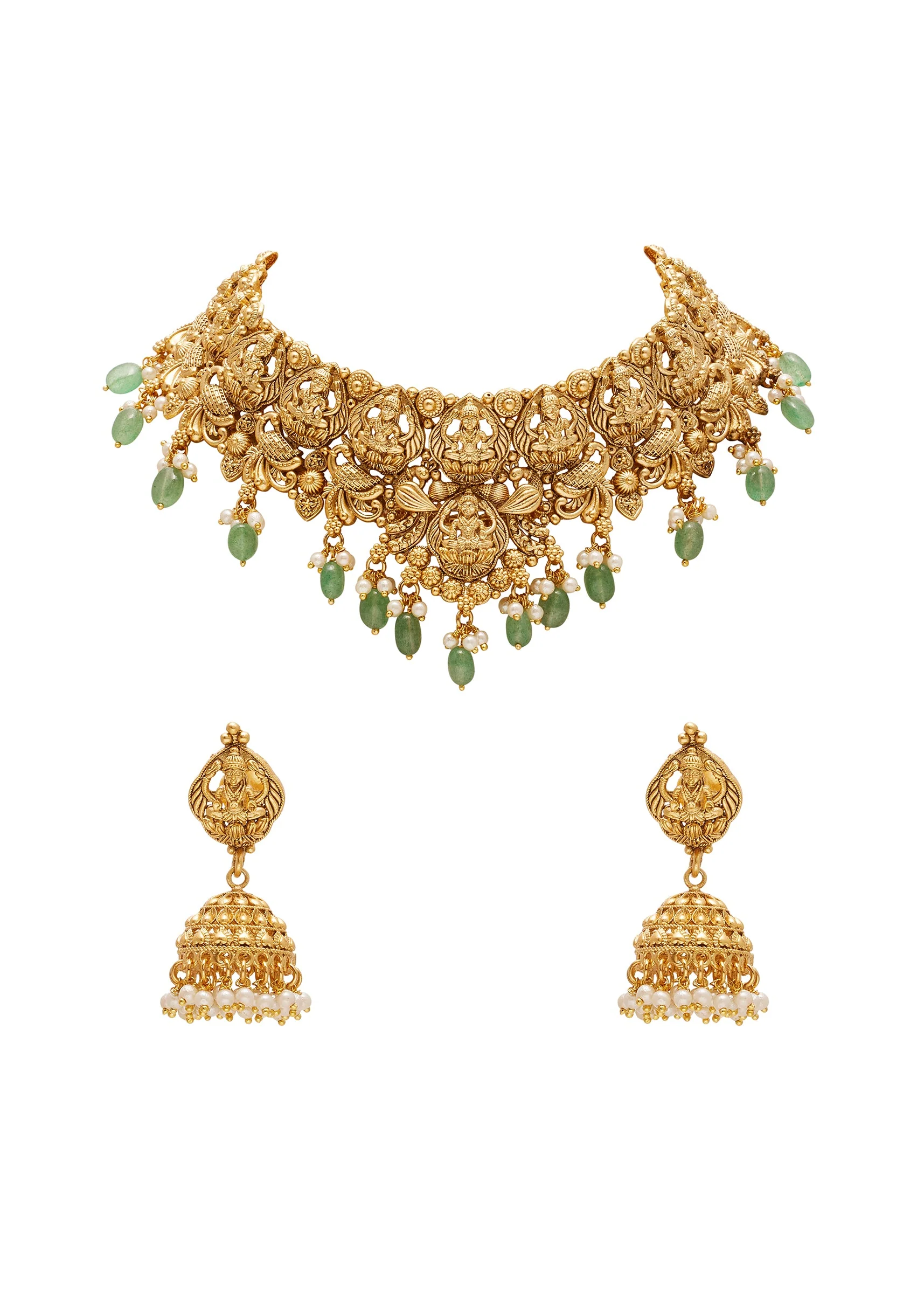 Green Kundan Choker Necklace Set