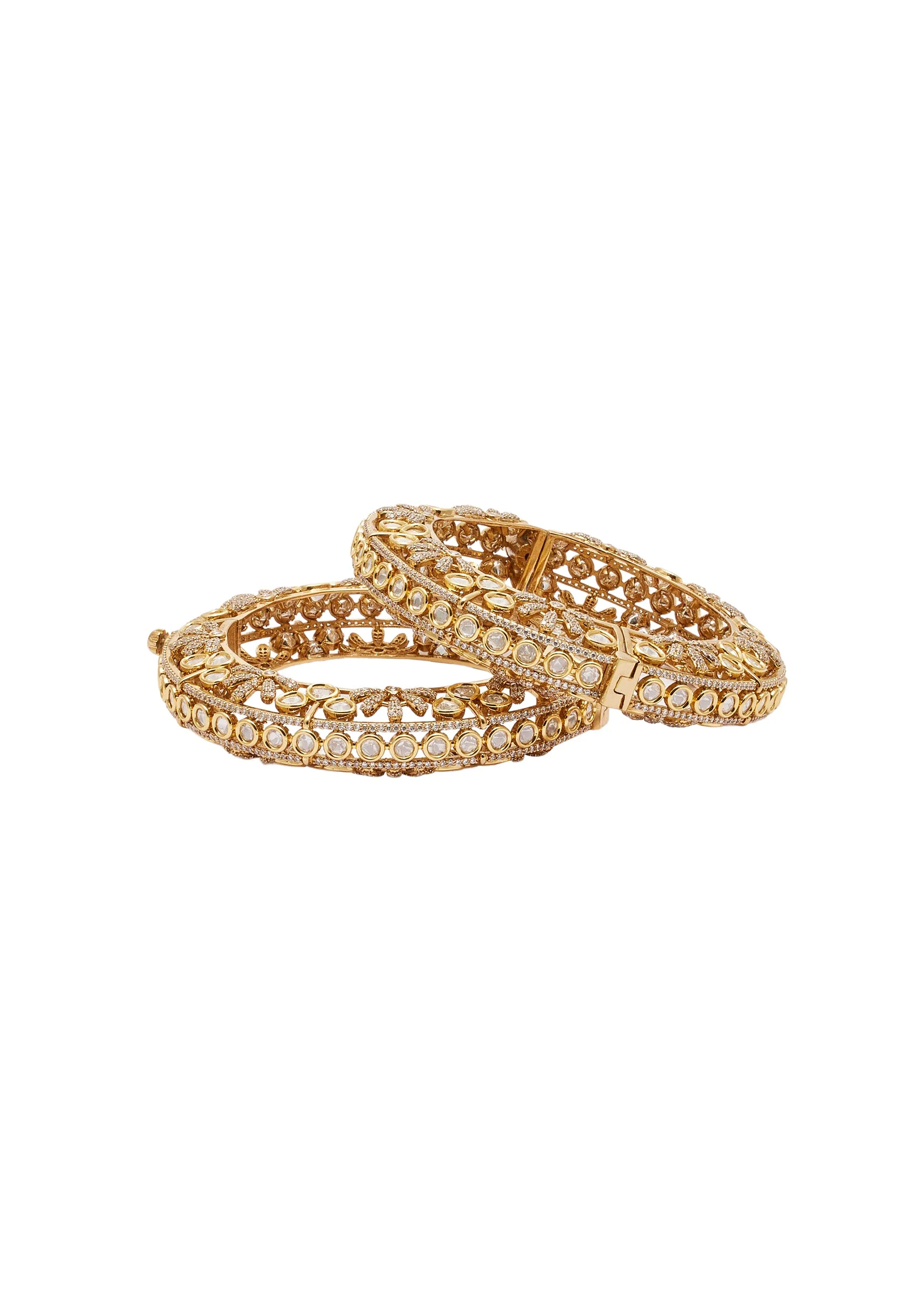 Lustrous White Gold Bangles With Intricate Bridal Detailing