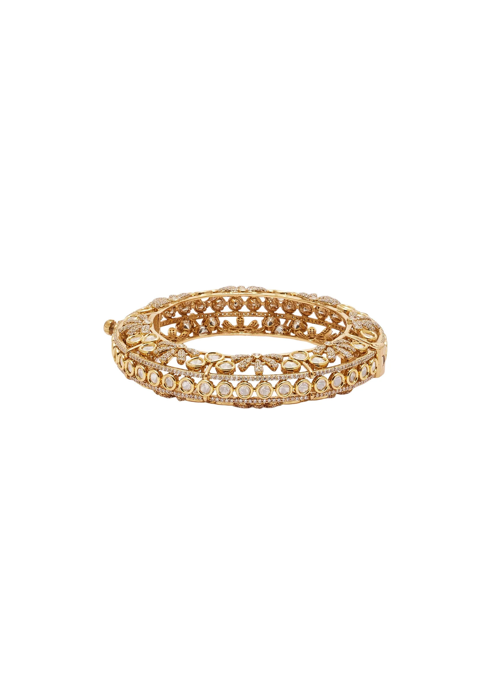 Lustrous White Gold Bangles With Intricate Bridal Detailing