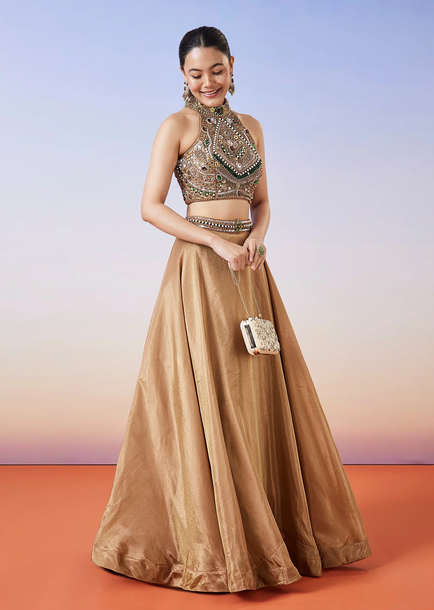 5622-gold-tissue-handwork-crop-skirt-lehenga-1.webp Gold Tissue Handwork Crop Skirt Lehenga