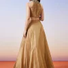 Gold Tissue Handwork Crop Skirt Lehenga