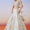 Grey Jacquard Fusion Lehenga With Dupatta