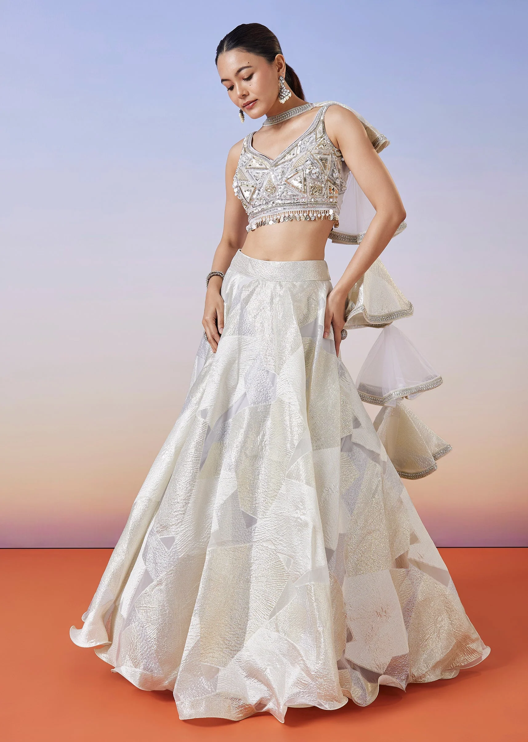 5638-grey-jacquard-fusion-lehenga-with-dupatta-1.webp Grey Jacquard Fusion Lehenga With Dupatta