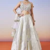 Grey Jacquard Fusion Lehenga With Dupatta