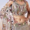Grey Shimmer Organza Fusion Lehenga With Dupatta