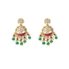 Gold Plated Green And Pink Gemstones Kundan Polki Necklace Set With Earrings