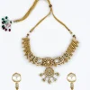 Gold Plated Kundan Polki Short Necklace Set With Earrings