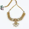 Gold Plated Kundan Polki Short Necklace Set With Earrings