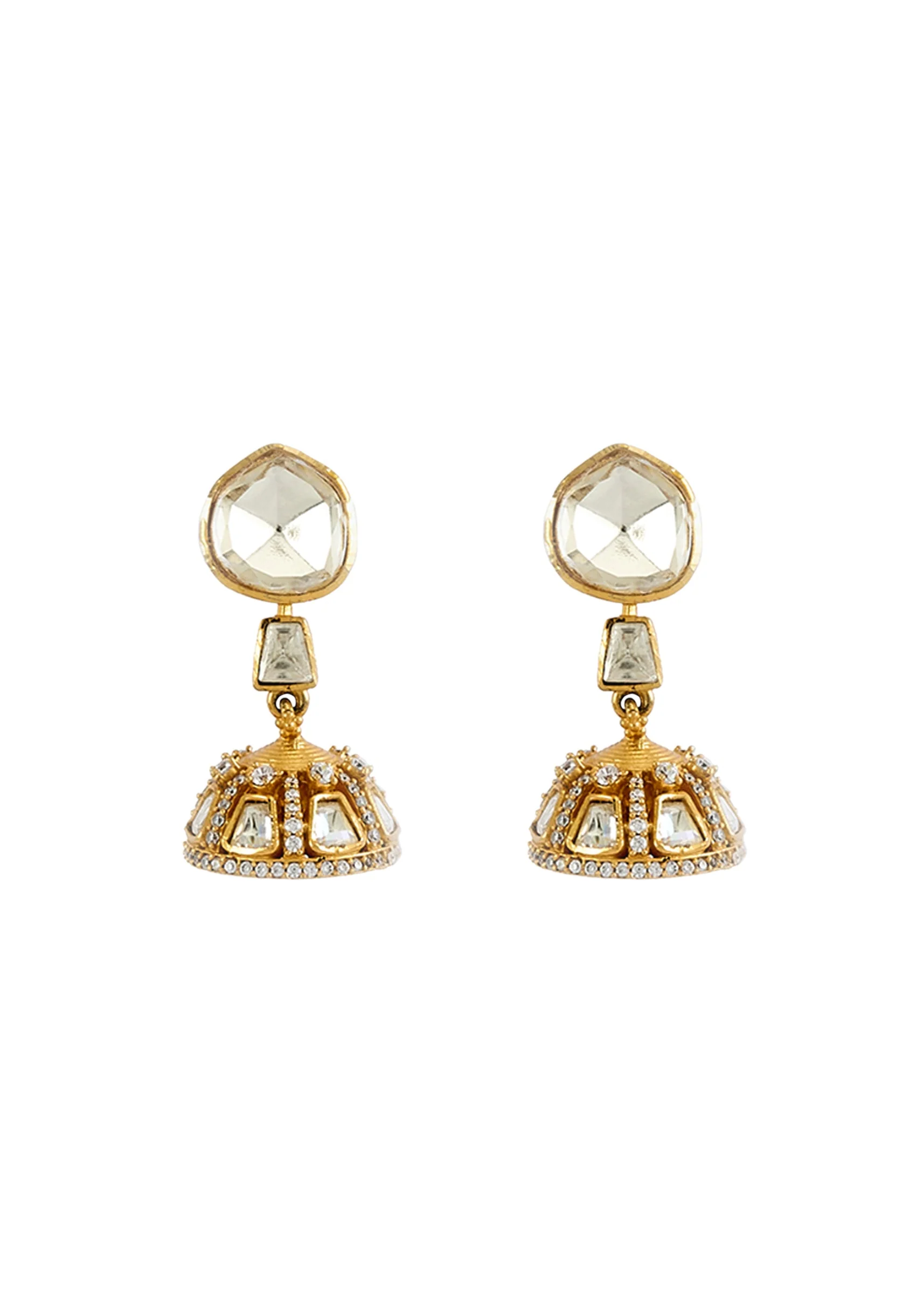 Gold Plated Kundan Polki Short Necklace Set With Earrings
