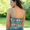Hand Embroidered Blouse And Drape Skirt With Cape