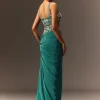 Hand Embroidered Blouse And Drape Skirt With Cape