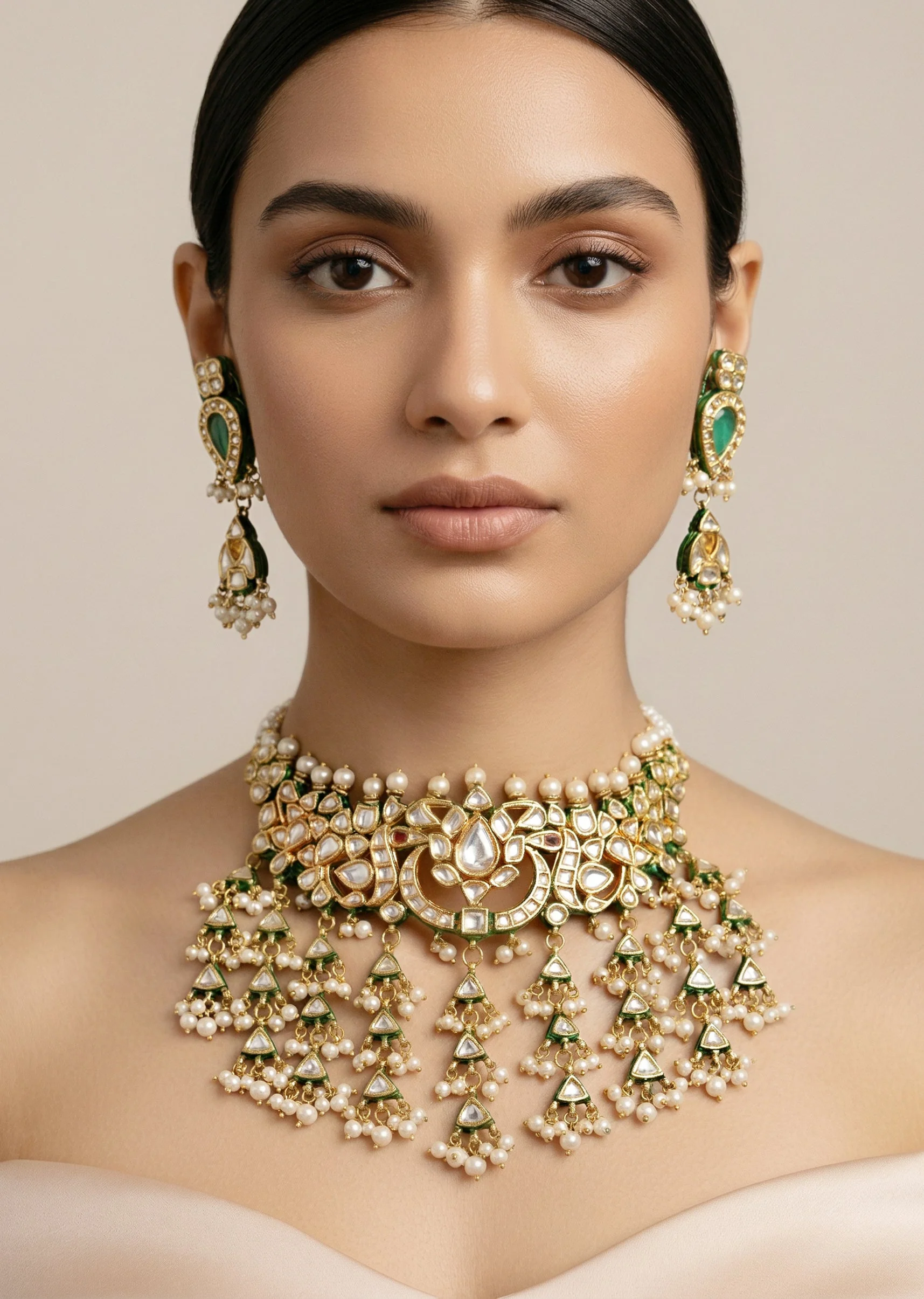 569-gold-necklace-set-with-stones-and-pearl-tassels-1.webp Gold Necklace Set With Stones And Pearl Tassels
