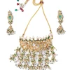 Gold Necklace Set With Stones And Pearl Tassels