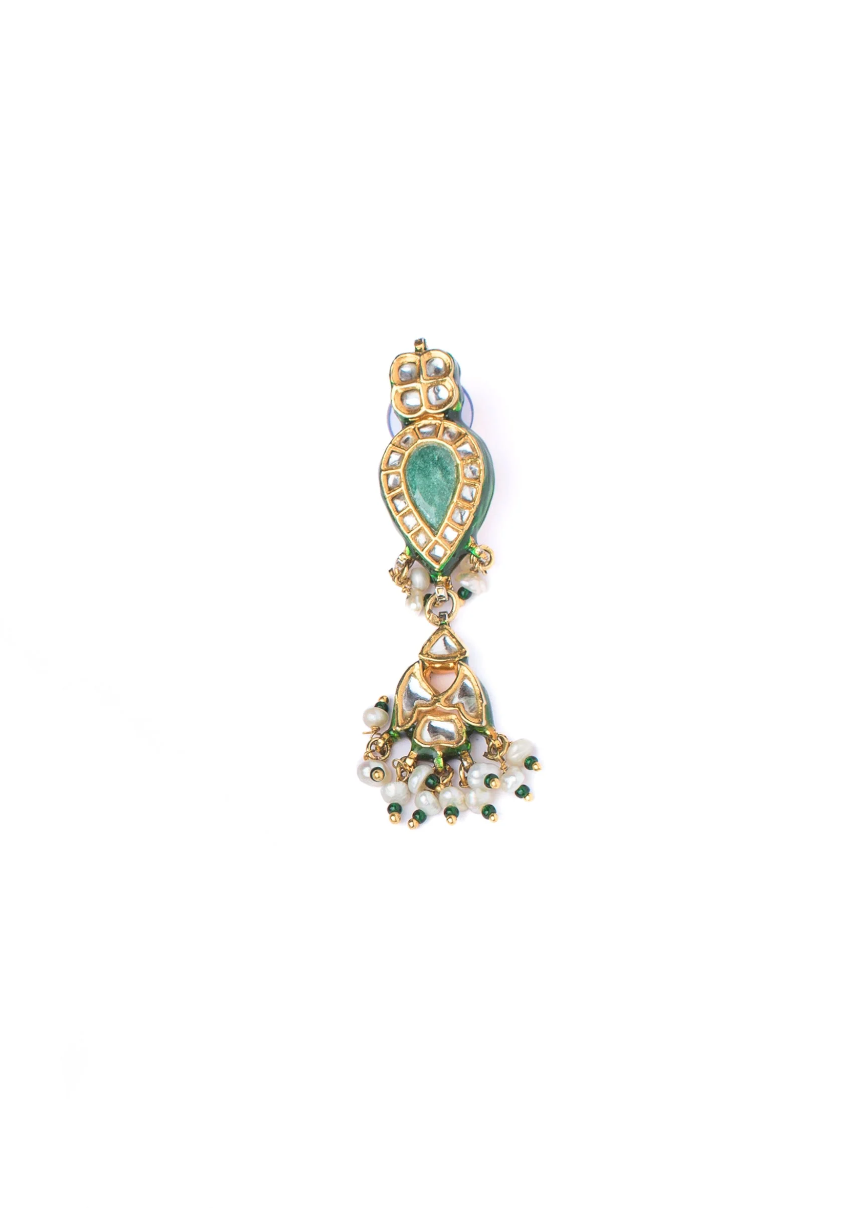 Gold Necklace Set With Stones And Pearl Tassels