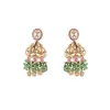 Green Beaded Necklace Set With Floral Accents And Pendant