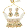 Gold Choker Set With Intricate Uncut Diamonds Pearls And Vibrant Gemstones