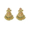 Gold Plated Multicolored Synthetic Stone Necklace Set With Earrings