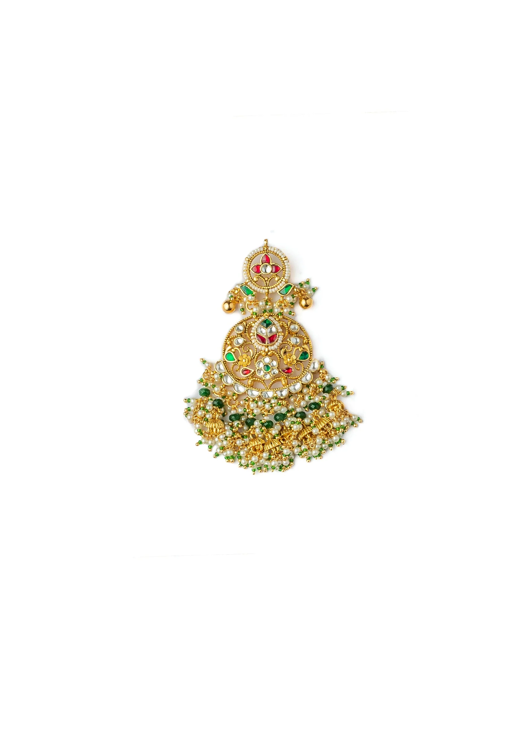 Gold Plated Multicolored Synthetic Stone Necklace Set With Earrings