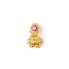Pink Synthetic Gold Plated Stone Necklace Set With Earrings