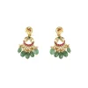 Green And Red Gemstones With Gold Plated Kundan Polki Necklace Earrings Set
