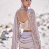 Beige Satin Pre Draped Saree With Embroidered Corset Blouse