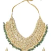 Gold Plated Green Intricate Kundan Work Necklace With Earring Set