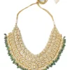 Gold Plated Green Intricate Kundan Work Necklace With Earring Set