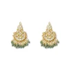 Gold Plated Green Intricate Kundan Work Necklace With Earring Set