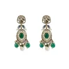 Gold Plated Green Kundan Polki Short Necklace Set With Earrings