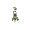 Gold Plated Green Kundan Polki Short Necklace Set With Earrings