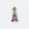 Gold Plated Purple Kundan Polki Short Necklace Set With Earrings