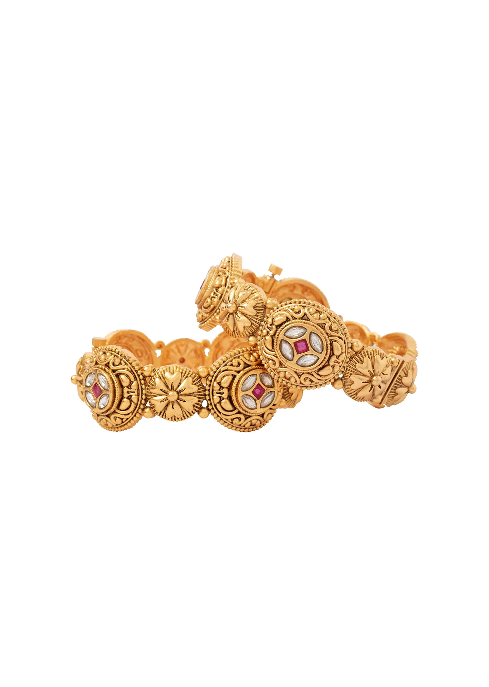 Gold Plated Kundan Polki Bangles