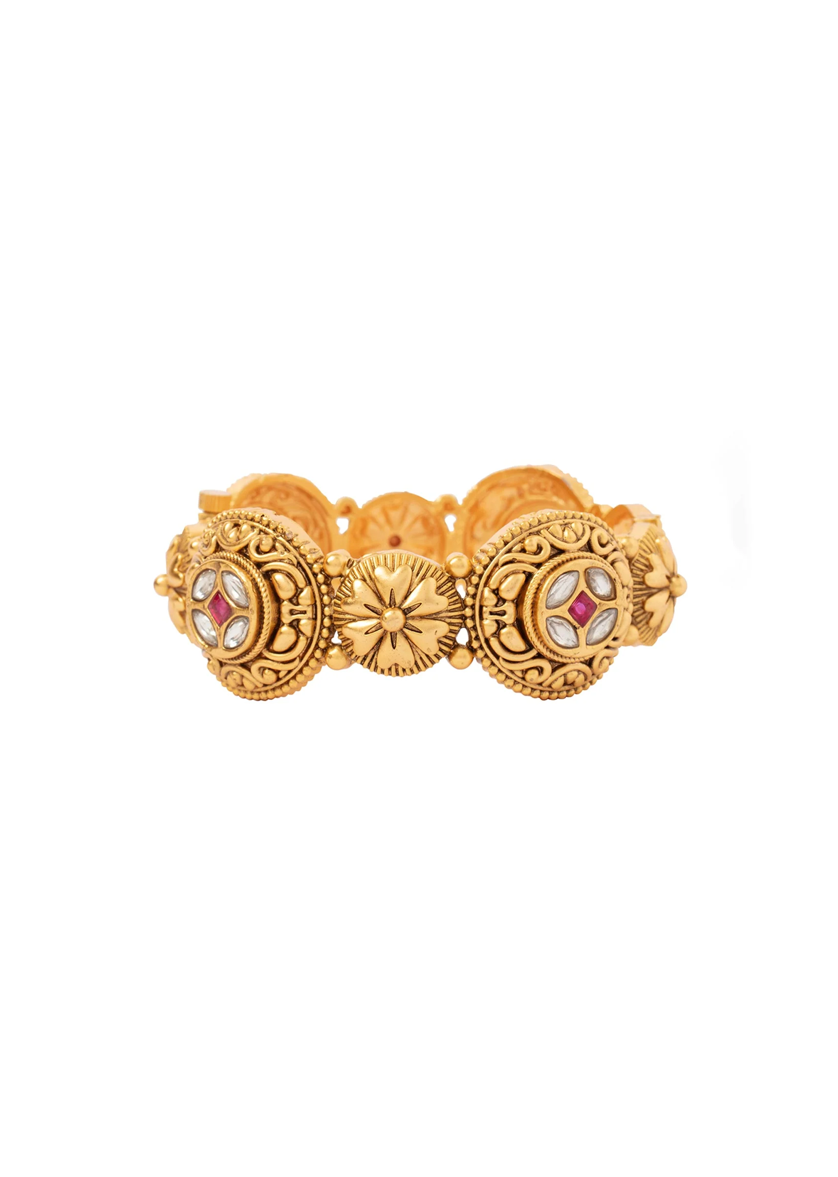 Gold Plated Kundan Polki Bangles